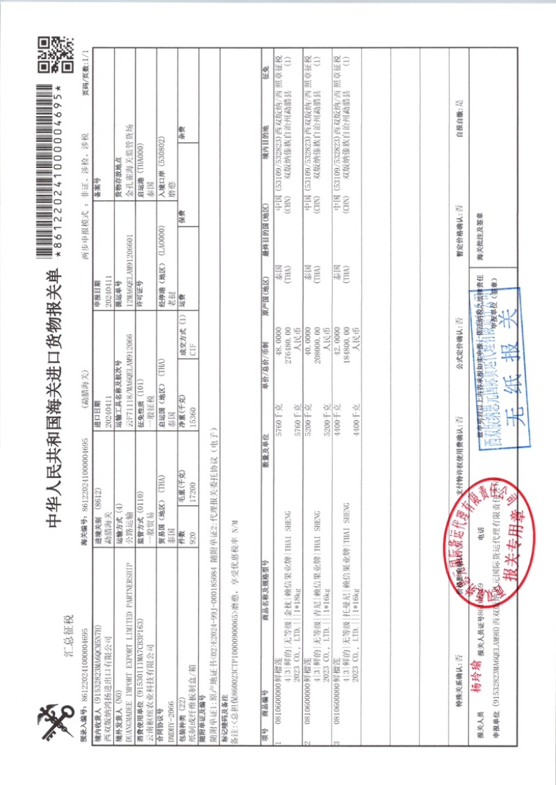 进口泰国金枕榴大量上市欢迎全国各大巿场老板订货