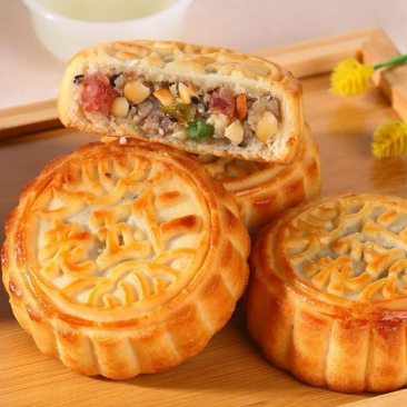 广式老五仁月饼1个100克五仁黑芝麻红豆沙三种口味