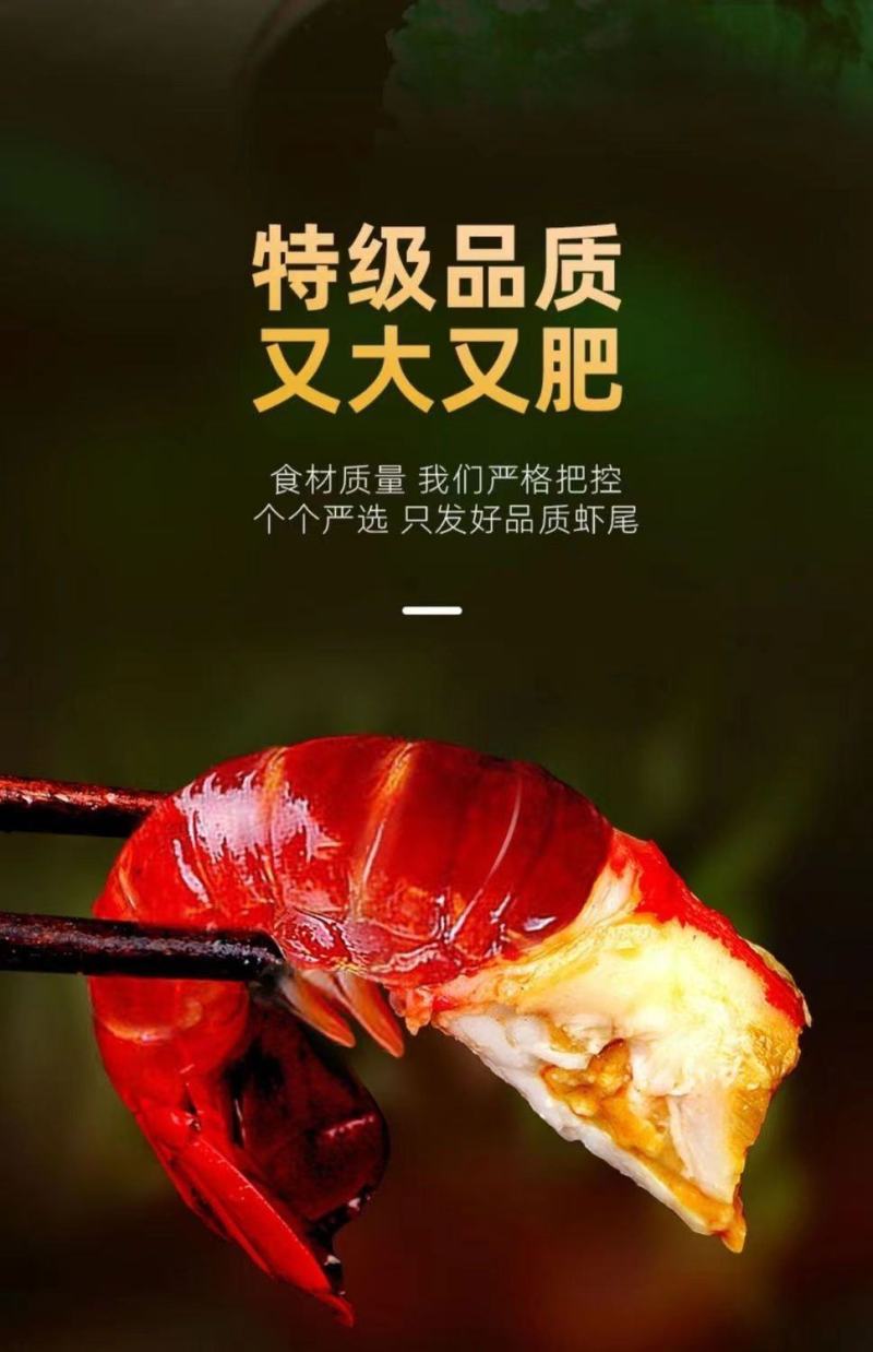 特级大号龙虾尾新鲜活虾去头冷冻龙虾尾净重无冰衣虾尾特大号特大