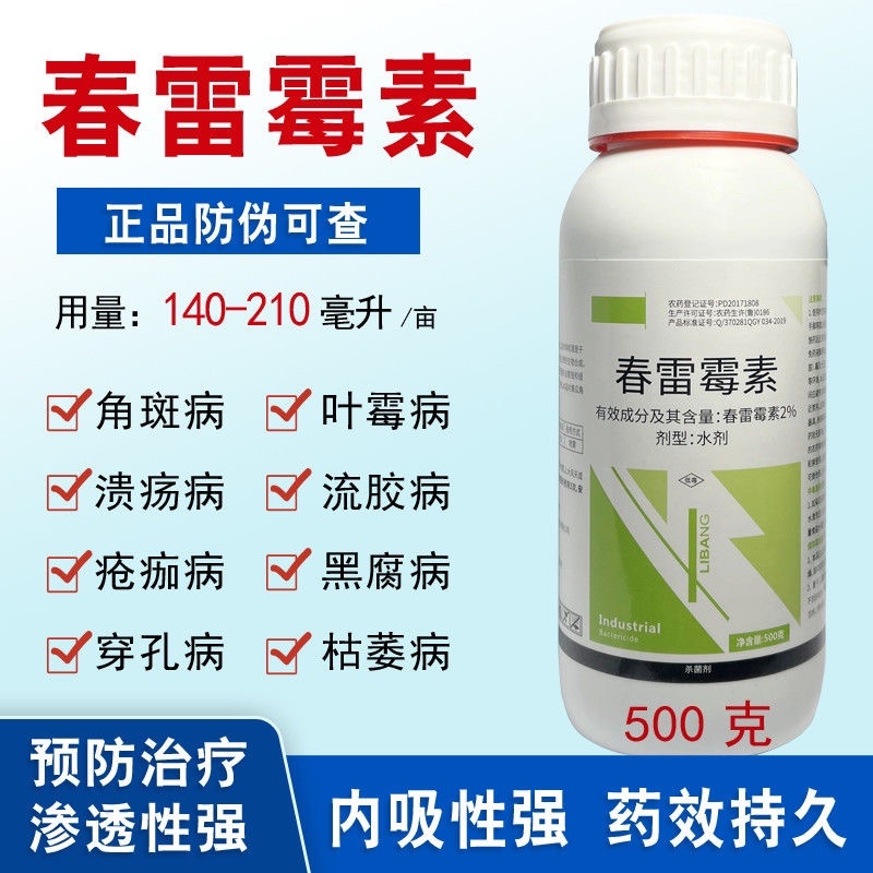 2%春雷霉素细菌性角斑病穿孔病软腐病流胶病