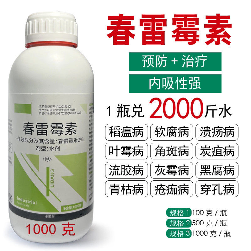 2%春雷霉素细菌性角斑病穿孔病软腐病流胶病