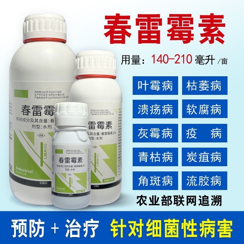 2%春雷霉素细菌性角斑病穿孔病软腐病流胶病