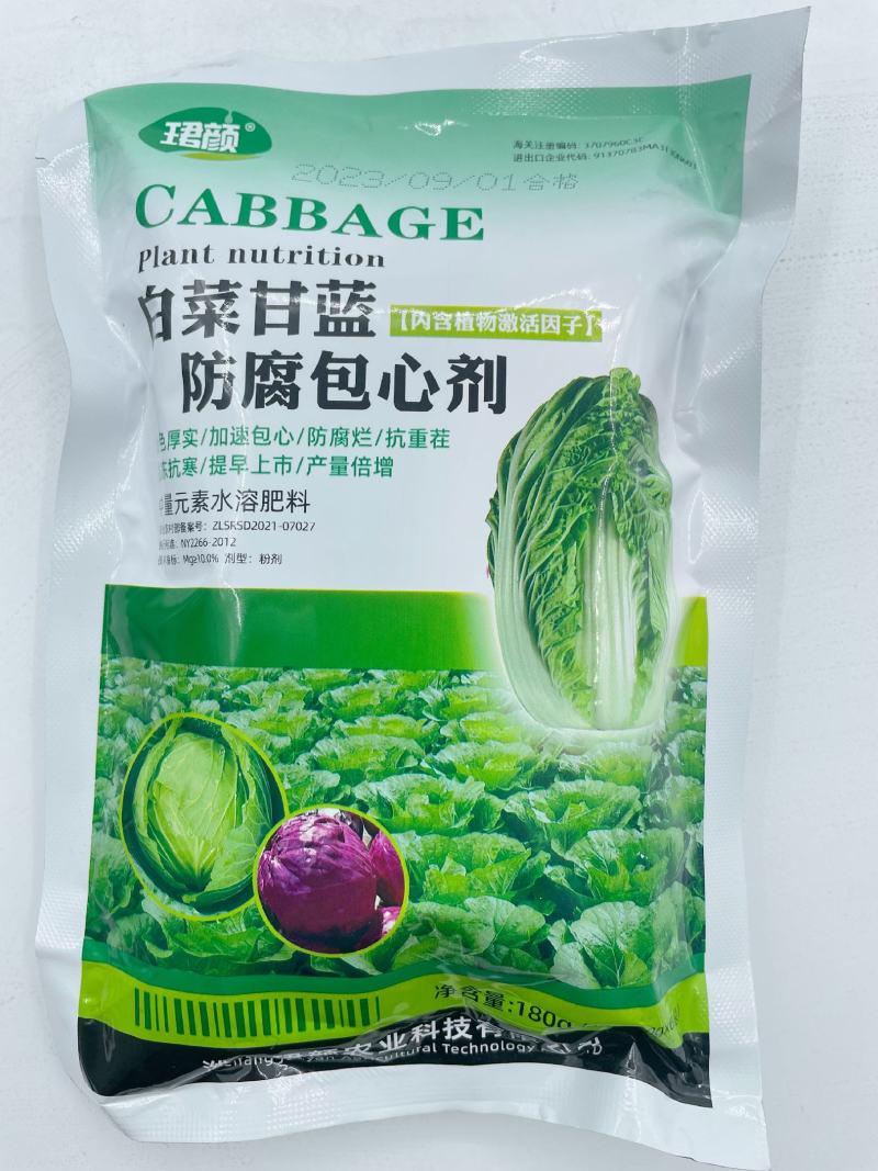 寿光珺颜白菜甘蓝防腐包心剂加速包心抗冻抗寒提早上市水溶肥