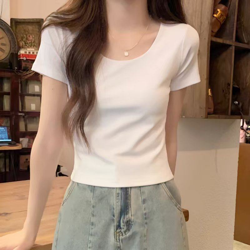 圆领短款女T