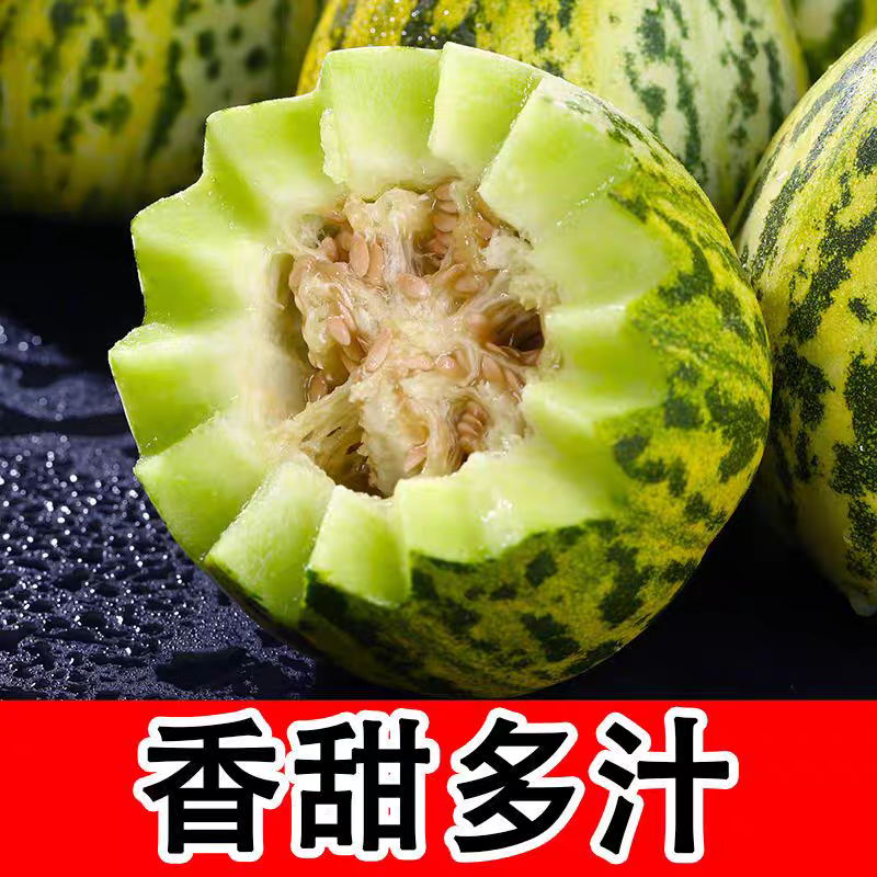 河南沙地花蕾甜瓜，花美人，皮薄肉厚一口甜。果肉香脆！