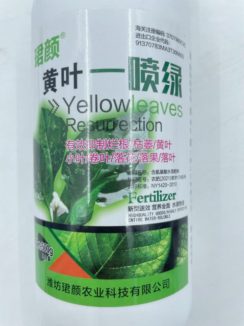 黄叶一喷绿小叶变大黄叶变绿蔬菜花卉果树通用珺颜