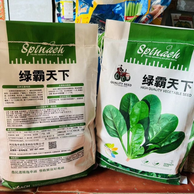 拖车头绿霸天下菠菜品种种子圆叶直立型品种，种子