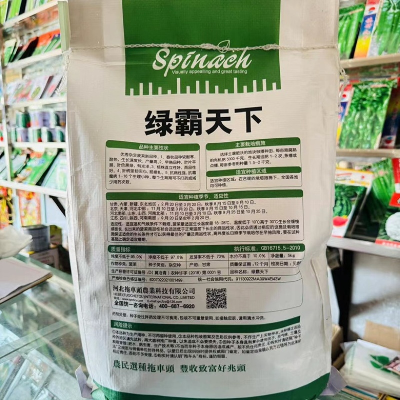 拖车头绿霸天下菠菜品种种子圆叶直立型品种，种子