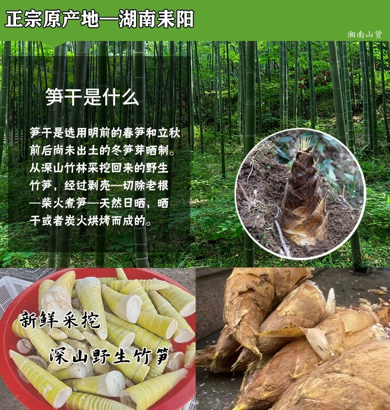 井冈山日晒干货精品自然嫩笋干笋尖原产地春笋干野生自制玉兰