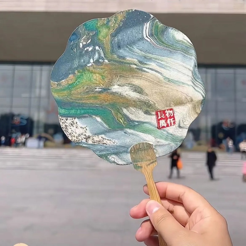 网红扇子非遗书法团扇批发漂漆扇Diy材料包中式汉服漆扇子