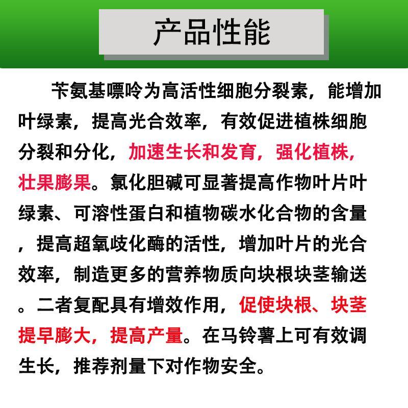 苄氨基嘌呤氯化胆碱马铃薯壮果膨提高产量生长调节剂