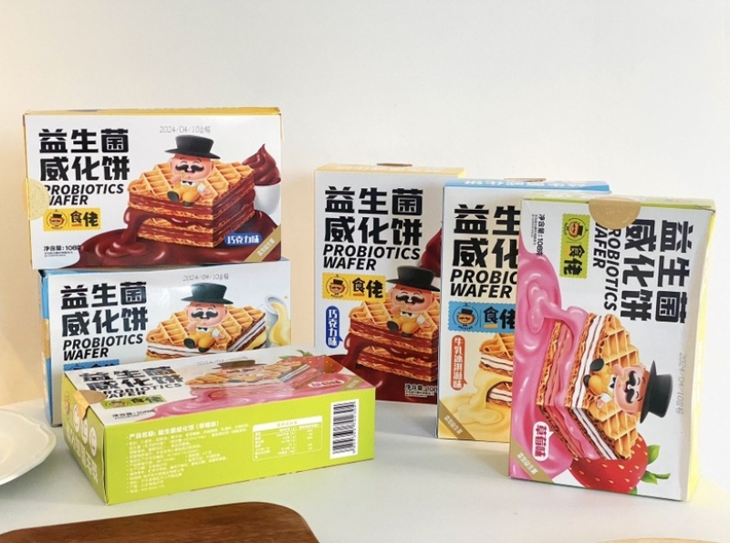 一件代发3送3到手6盒食一佬益生菌威化饼干，独立包装