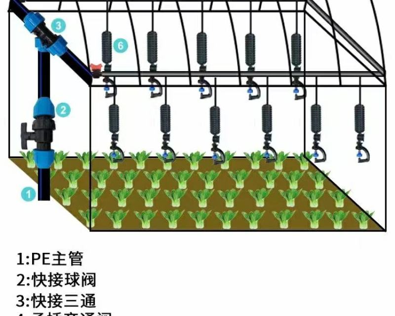 吊挂育苗大棚雾化微喷头套装吊挂360旋转大棚倒挂降温