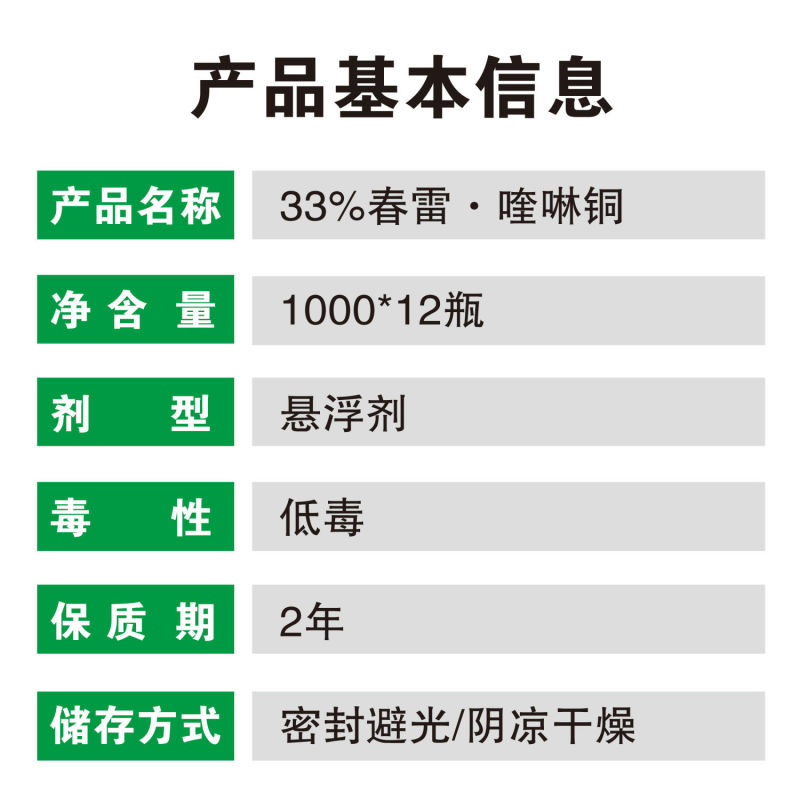 凯菌康33%春雷喹啉铜春雷霉素喹啉铜黄瓜霜霉病专用药杀菌