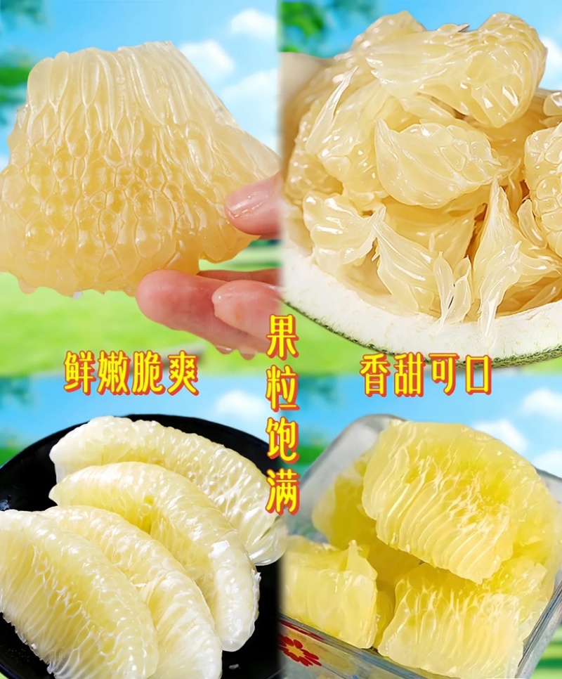 优品青柚纯甜多汁，果肉肥厚，水果！