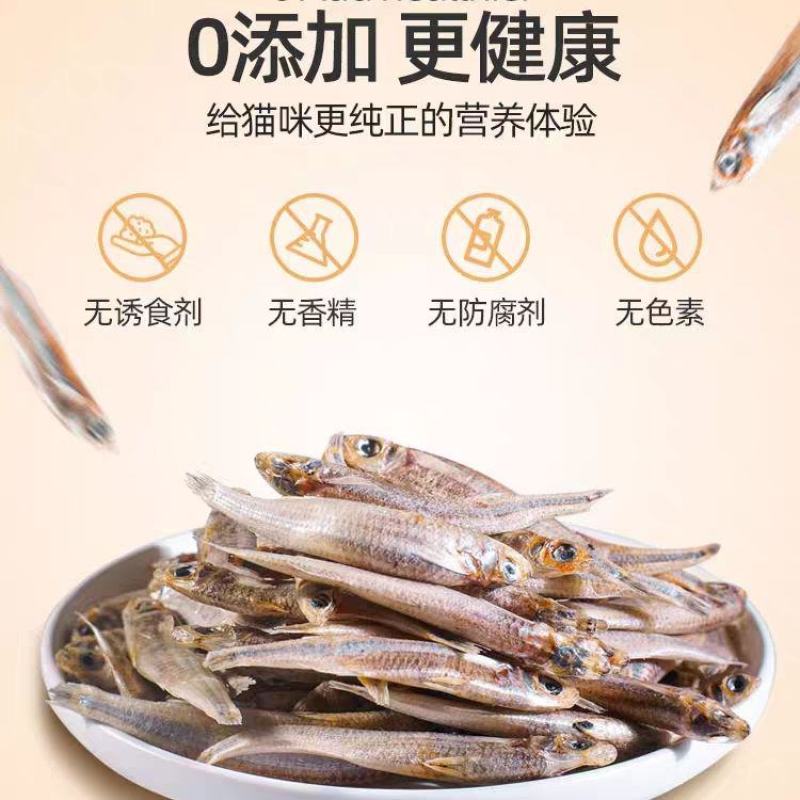 宠物零食小鱼干淡干无盐公鱼仔猫咪增肥发腮营养补钙猫食美发