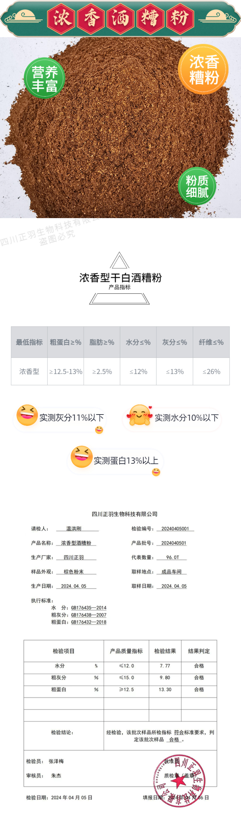 酱香干白酒糟蛋白20%以上，浓香干酒糟粉蛋白13%左右