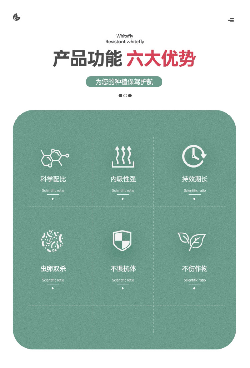 抗性白粉虱专用前打后落虫卵兼杀持效期长安全高效