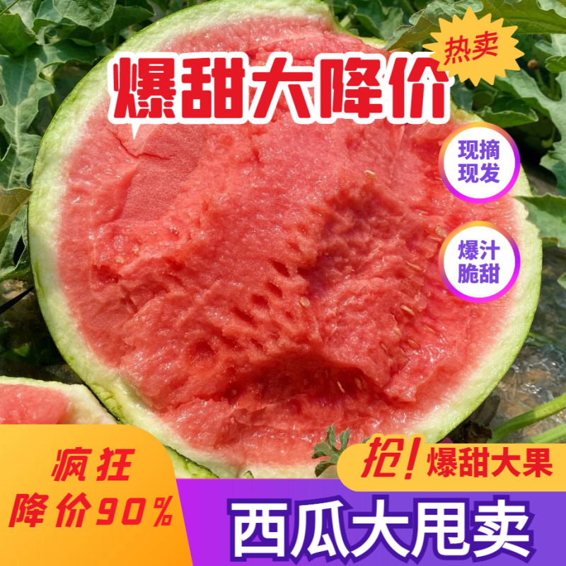【产地特价】河北大量甜王西瓜上市中量大从优包熟包甜