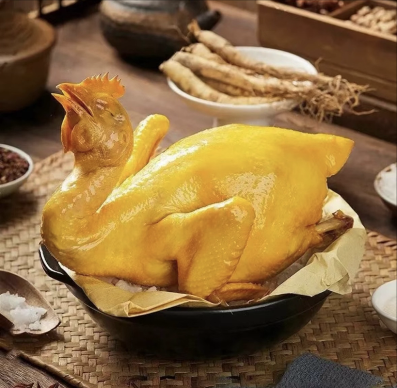 盐焗鸡古法制作皮滑肉嫩营养美味农家土鸡生态养殖