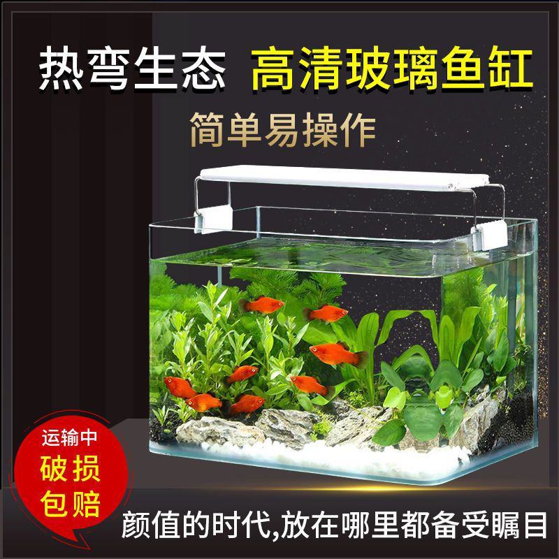 鱼缸客厅家用创意金鱼草缸桌面造景中小型水族箱迷你玻璃斗鱼