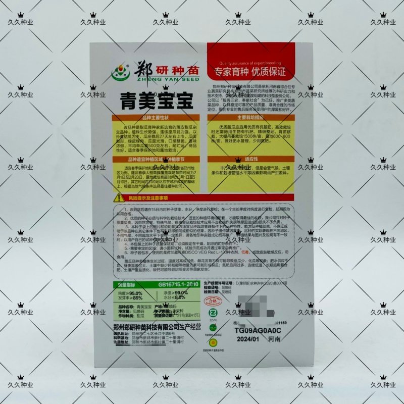 郑研青美宝宝甜瓜种子绿皮绿肉甜宝种籽薄皮青皮青肉香瓜种孑