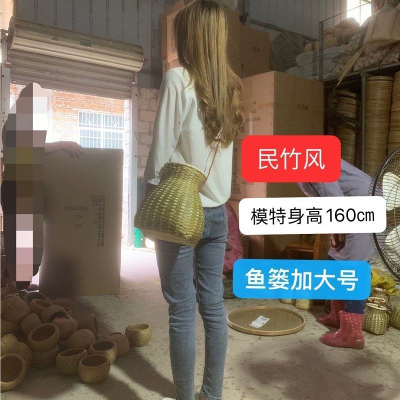 舞蹈采茶竹篓插花茶叶小背篓鱼篓赶海采茶篮子竹编制品汉服古