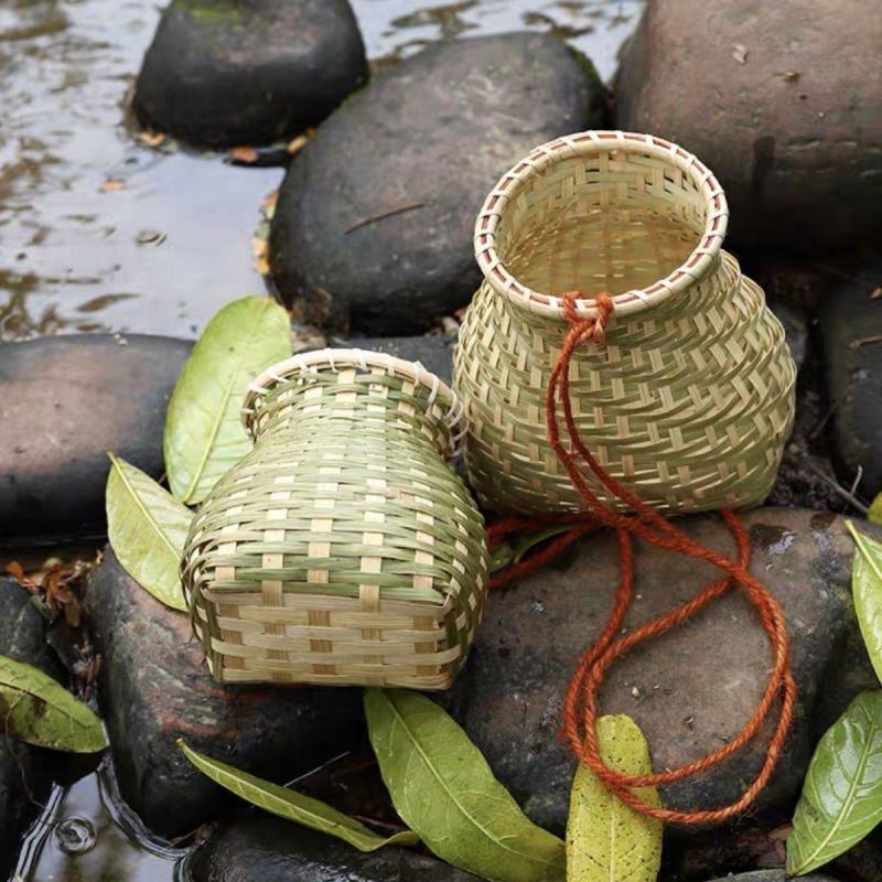 舞蹈采茶竹篓插花茶叶小背篓鱼篓赶海采茶篮子竹编制品汉服古