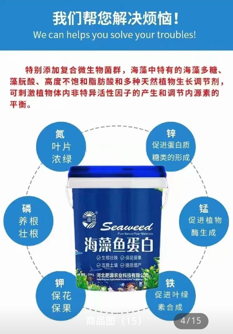 海藻鱼蛋白生根壮秧保花保果改良土壤提质增产