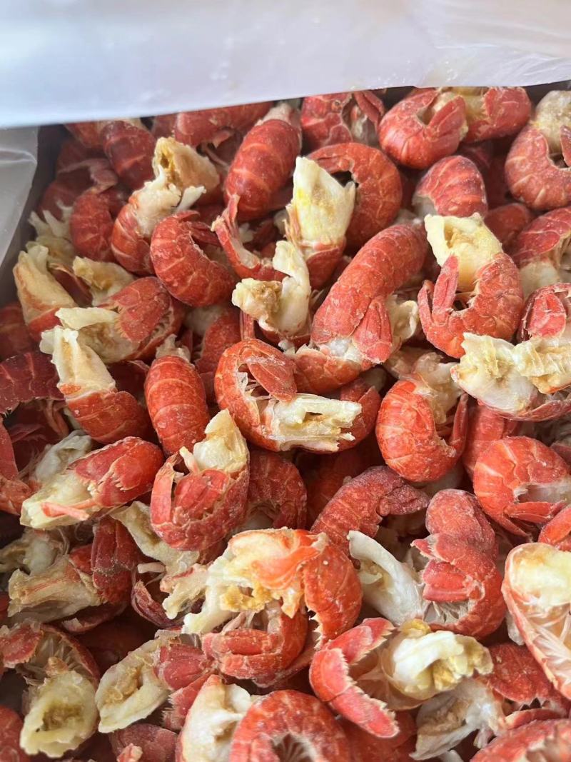 一级无冰原料虾尾，每件20斤，每斤125粒左右，当季新虾