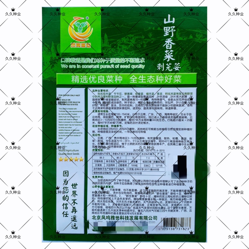 山野香菜芫荽种子香菜芫荽刺芹籽野菜种籽云南刺芫荽