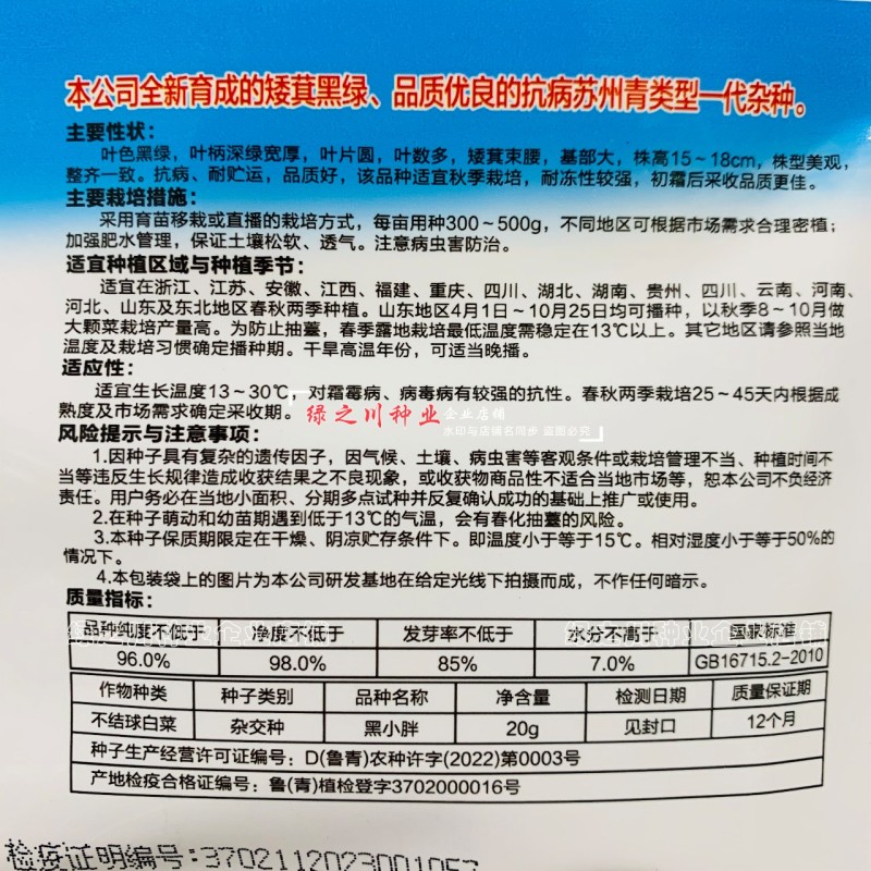 黑叶苏州青种子小青菜黑小胖青梗菜种籽矮脚油菜种子四季蔬菜