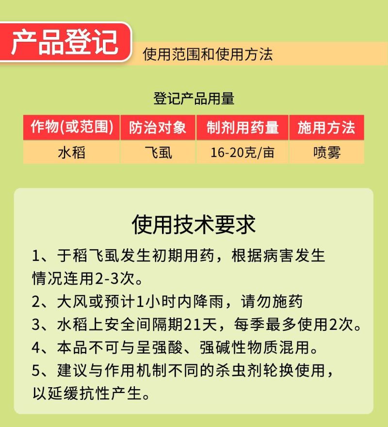 海纳拳克25%吡蚜酮悬浮剂水稻稻飞虱农药杀虫剂
