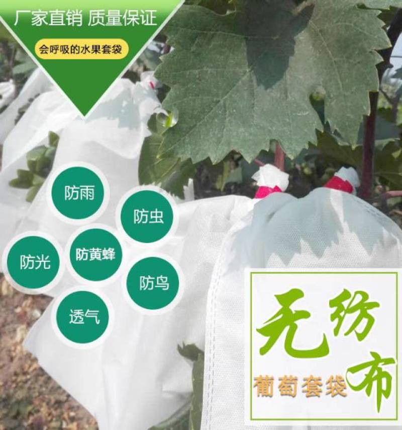 无纺布水果套袋露天葡萄套袋防鸟防水防虫防菌透气自带扎丝