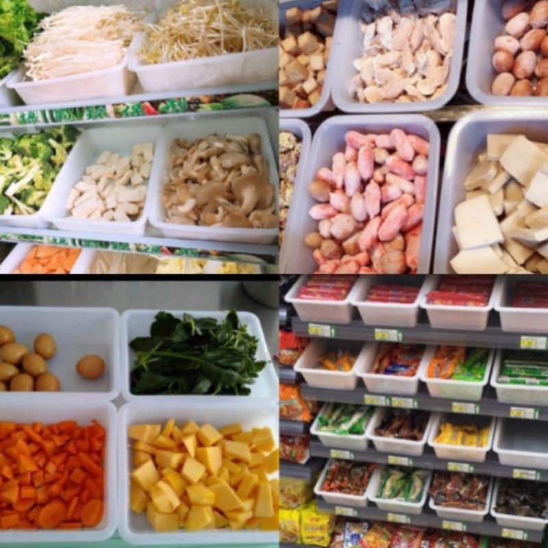 塑料盒子长方形收纳盒展示超市凉菜盆框白色摆摊麻辣烫零食品