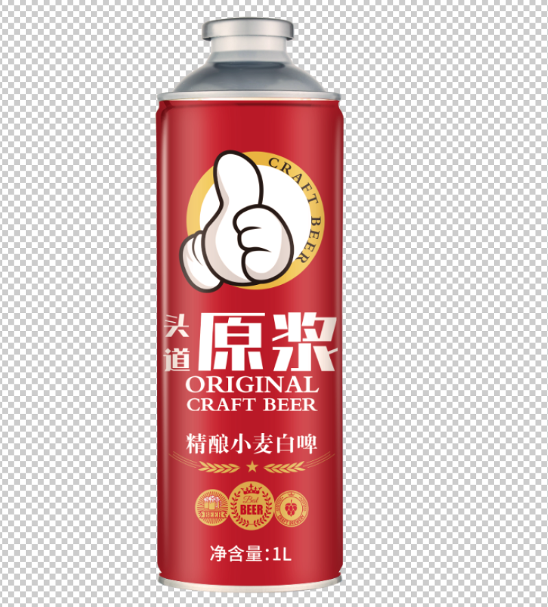 头道原浆精酿白啤酒1升罐装38口的，厂家招商发货
