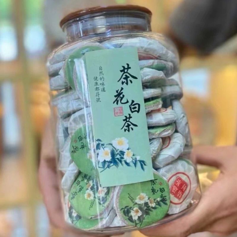 茶花白茶小圆饼500g茶叶可煮可泡福鼎老白茶饼干茶叶