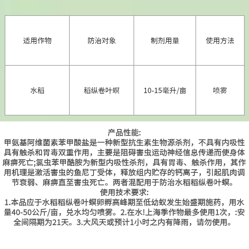 甲维氯虫苯甲酰胺甲维盐水稻专用杀虫剂稻纵卷叶螟虫农药正品
