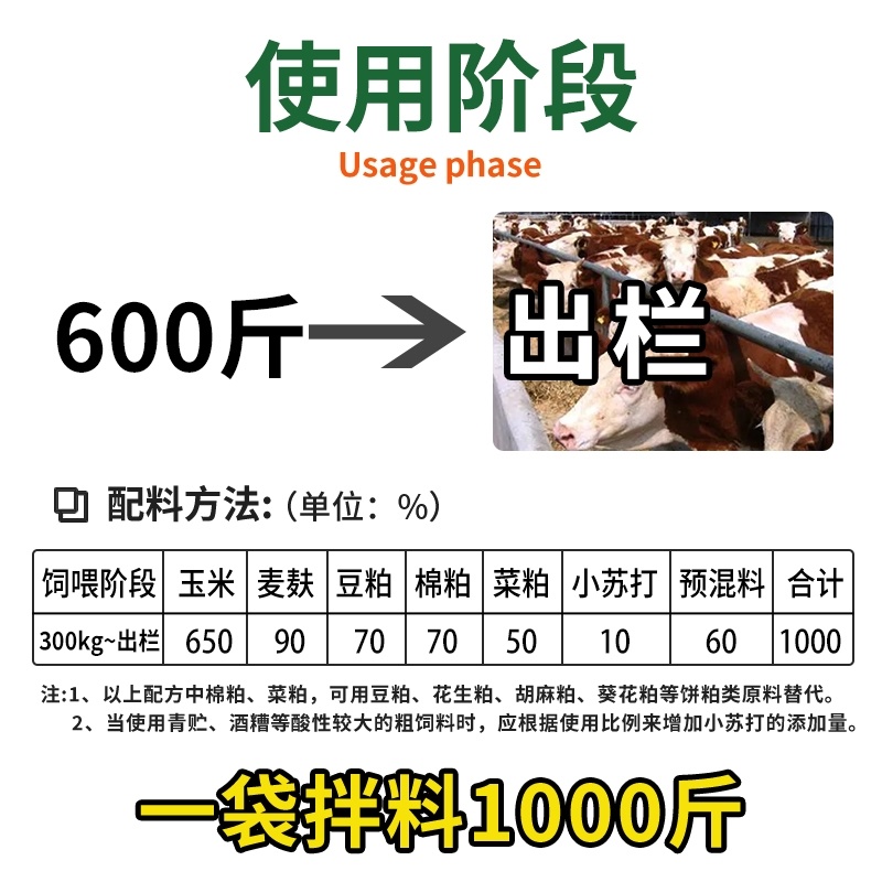 牛饲料牛专用饲料育肥促生长催肥增重快长的肥快速预混料添加