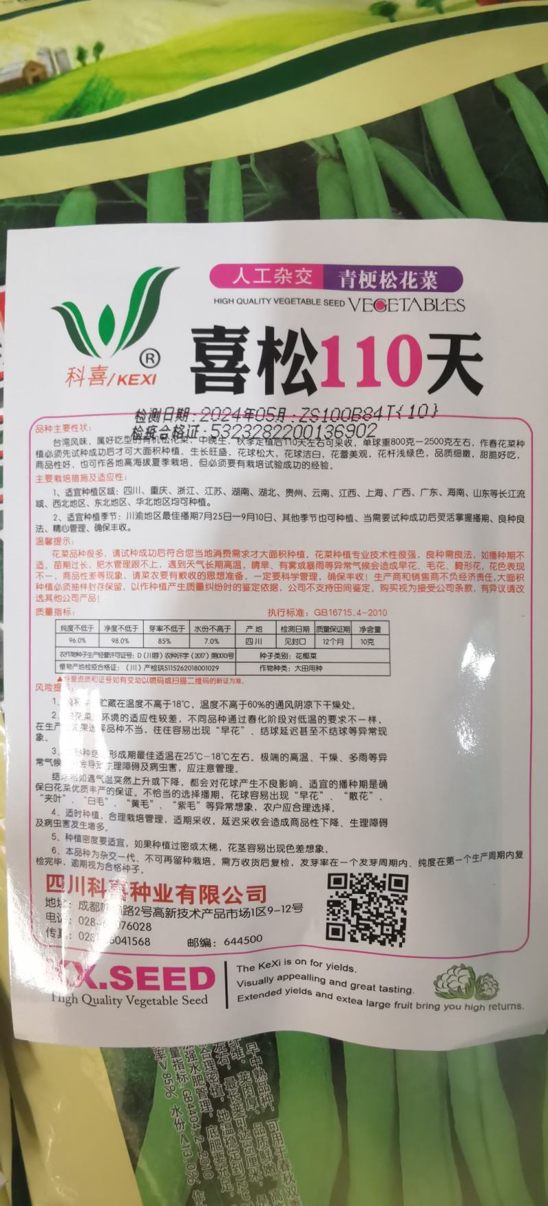 花菜种子喜松110天晚熟青梗小米粒花球大颜色雪白靓