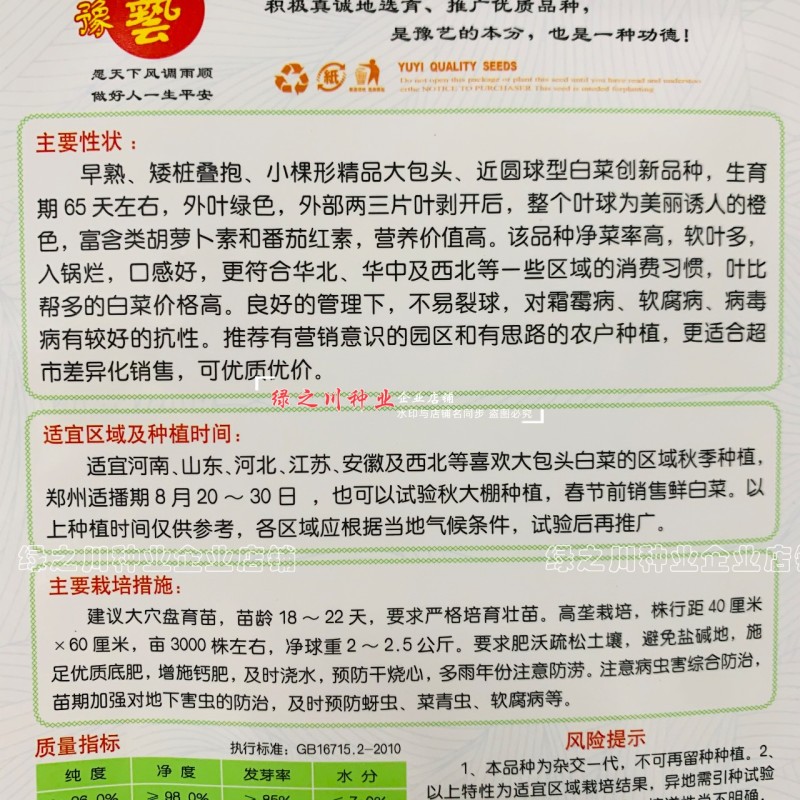入锅烂豫艺大白菜种子农大柔红白菜种籽矮桩叠抱早熟大包头