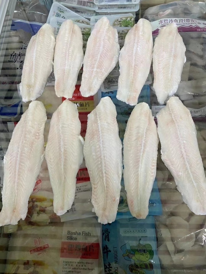 去皮精修巴沙鱼柳，规格7-8-9成，20斤4包