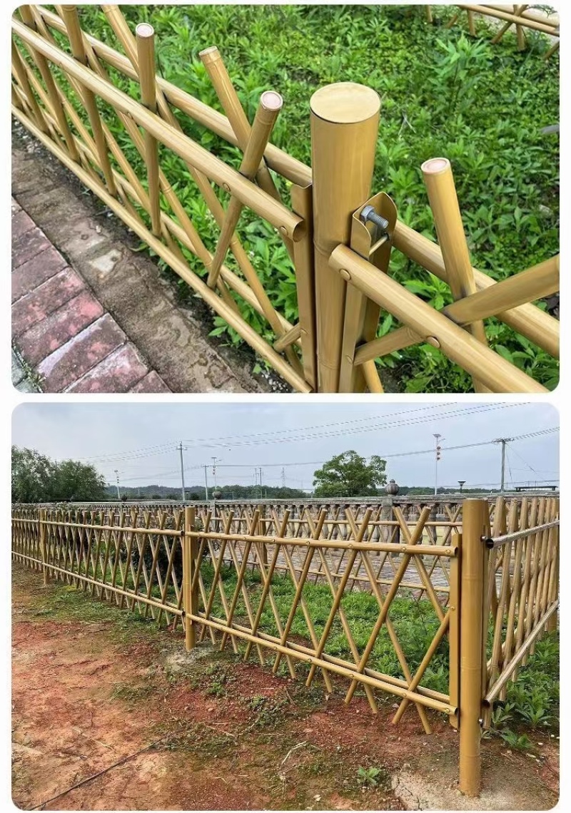 新农村建设不锈钢仿竹护栏草坪绿化菜园围栏景区仿真竹节篱笆