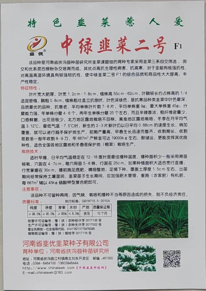 一级韭菜种子新品种-寒青韭98种子