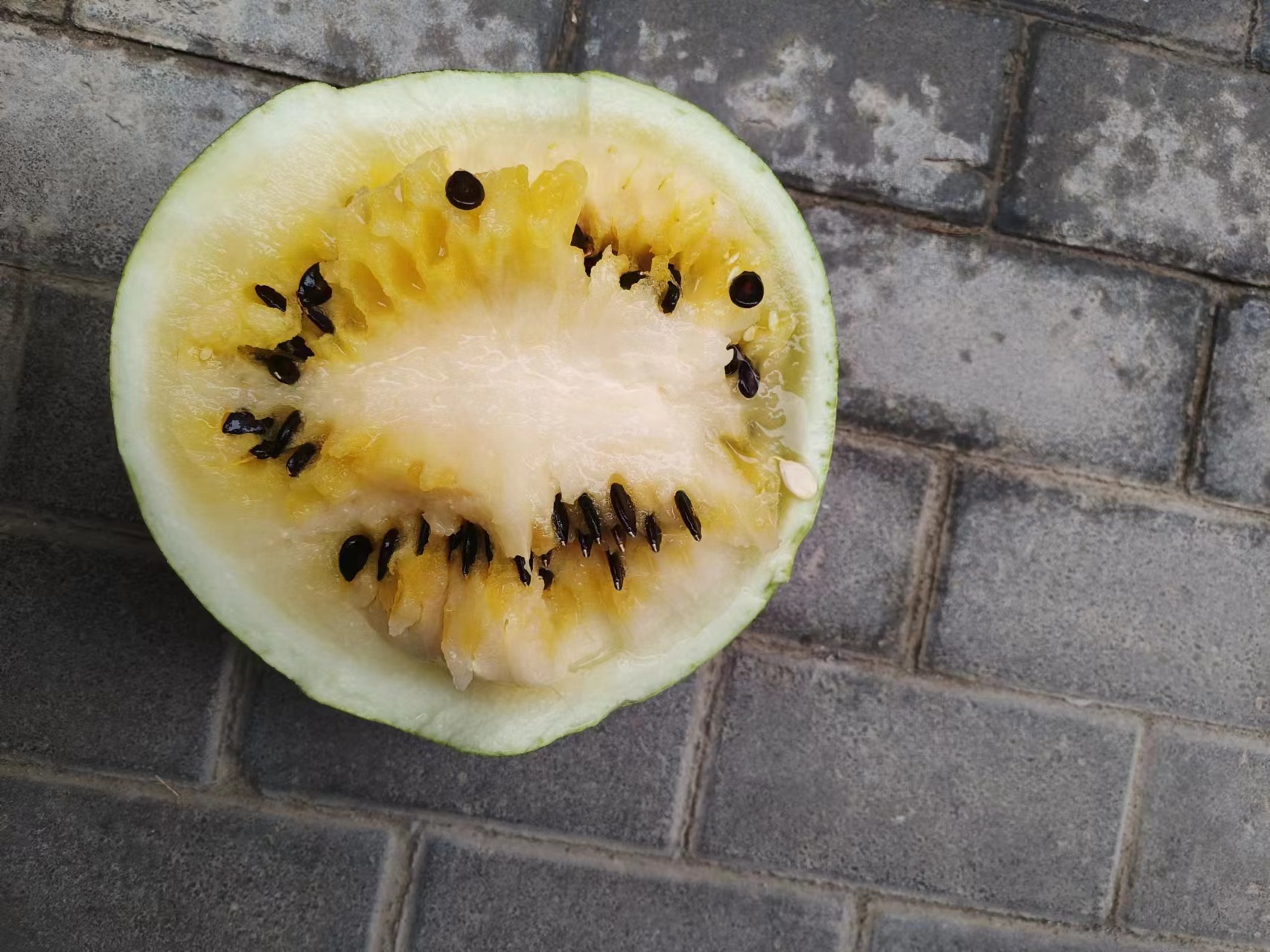 黄瓤西瓜切开图