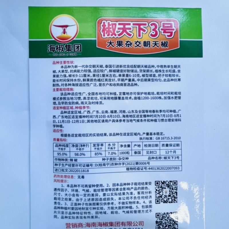 东方巨龙泰系大果小米椒种子，杂交品种中早熟品种种子