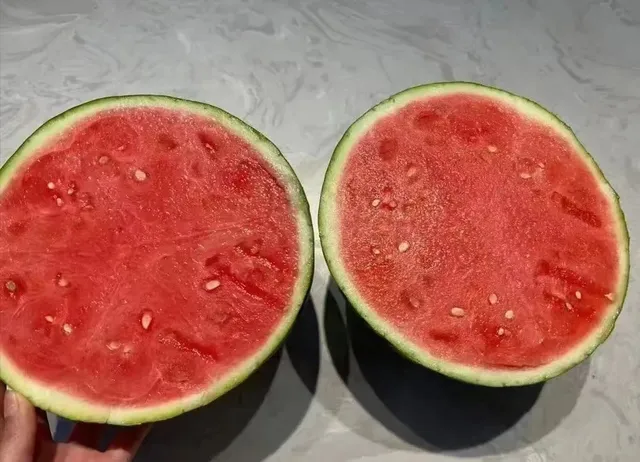 成熟美都西瓜横截面特写