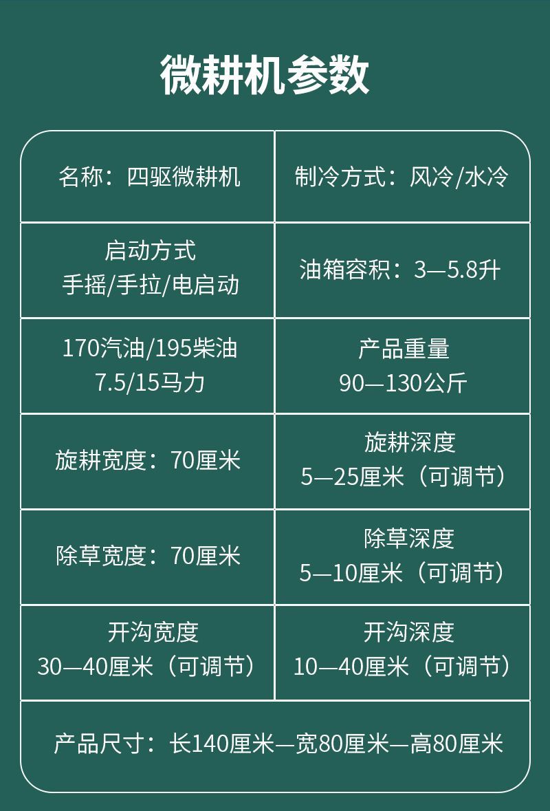 新款四驱后旋微耕机直连果园除草开沟机一机多用