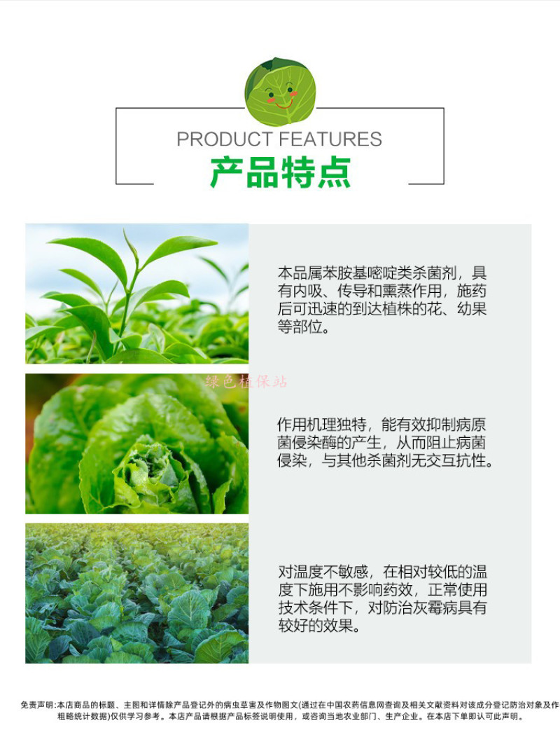 70%嘧霉胺杀菌剂灰霉病蔬菜番茄黄瓜葡萄菌核病灰霉病叶霉