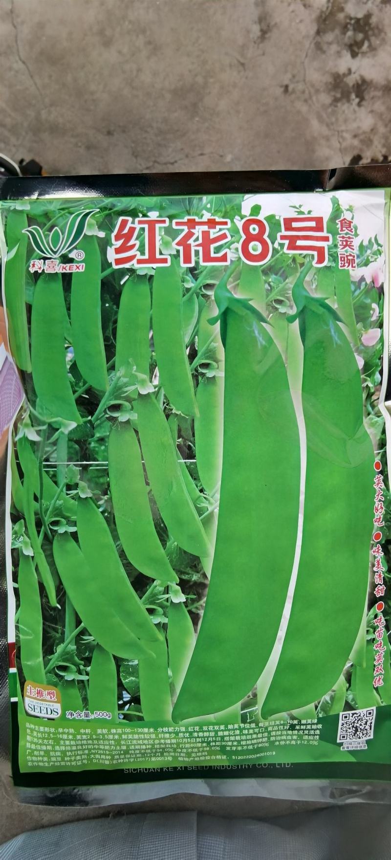 豌豆种子红花8号红花双荚大荚型荷兰豆精选品种脆甜